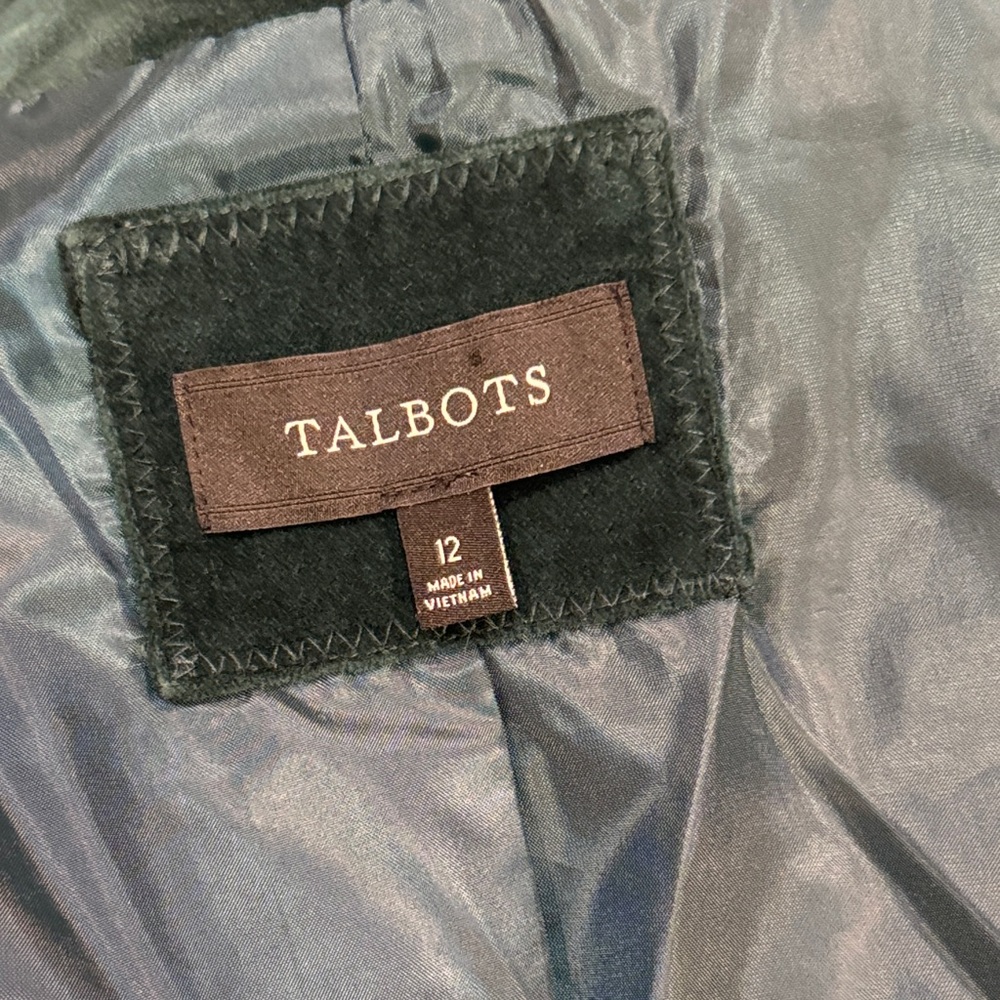 Talbots Velvet Blazer in Forest Green Size 12- small flaw - Picture 7 of 10